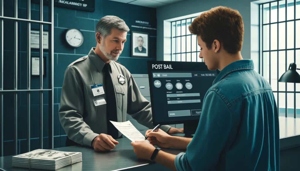 the process of posting bail in a modern jail facility.