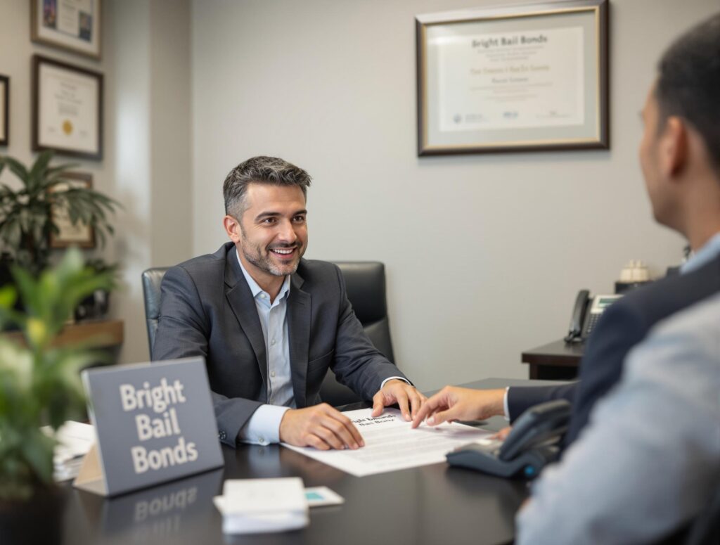 professional bail agent meeting with a client