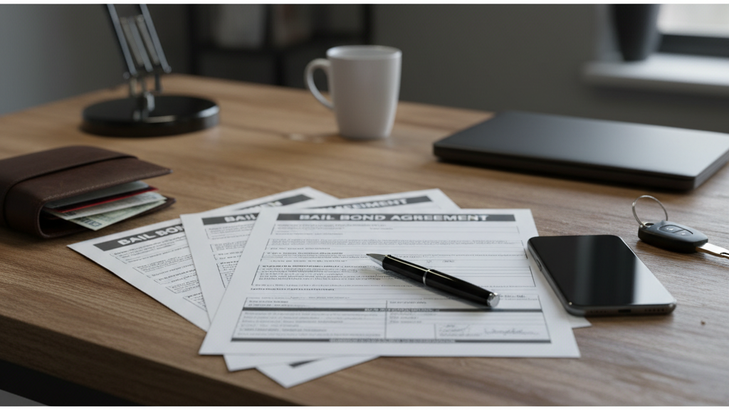 Real Bail Bonds Paperwork on a Desk