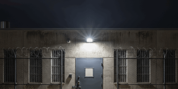 Police Station Exterior at Night