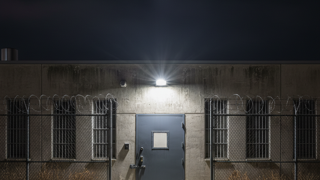Police Station Exterior at Night