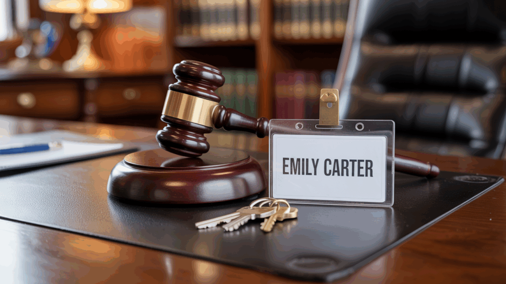 Gavel with Student ID Card and Keys