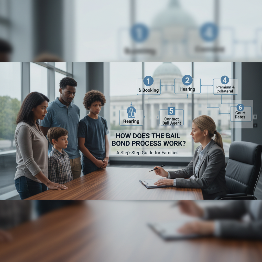Bail Bond Process Guide: Steps for families, arrest, jail, bond, court, release.