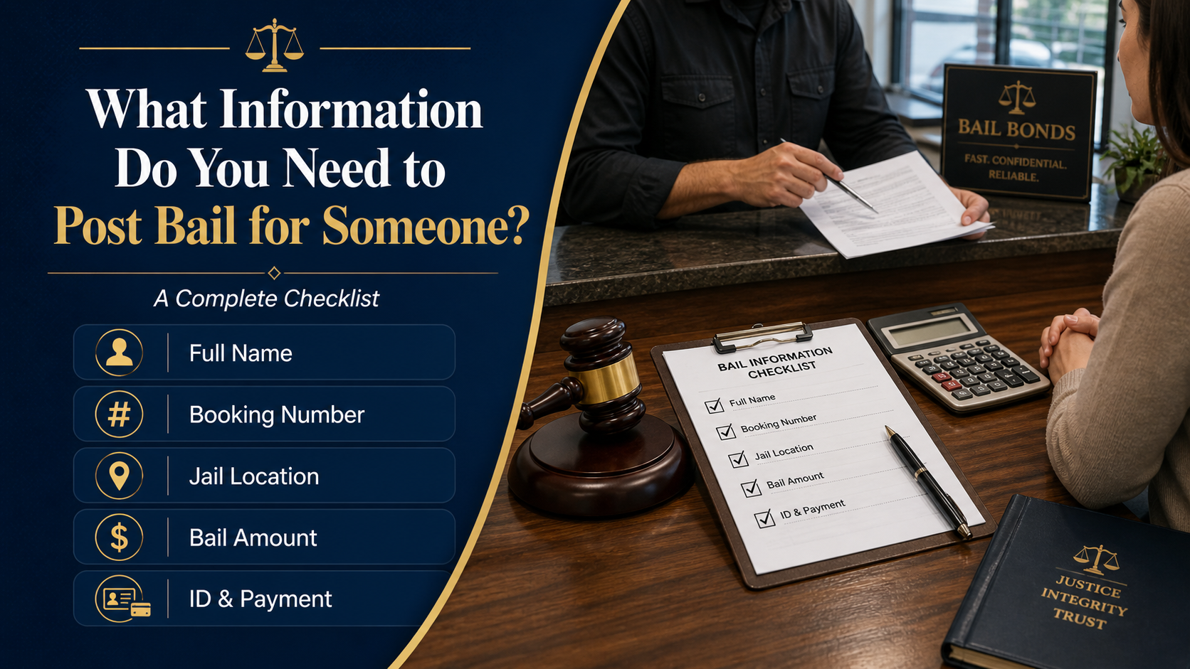 bail bonds checklist and office scene