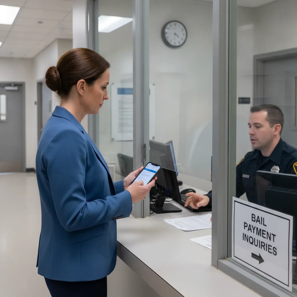 Professional illustration of Step 1: Verify Bail Payment Acceptance at the Correctional Facility